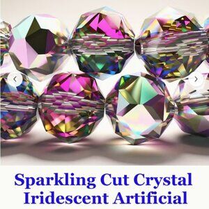 Sparkling Cut Artificial Crystal Beads Iridescent Floral Balls